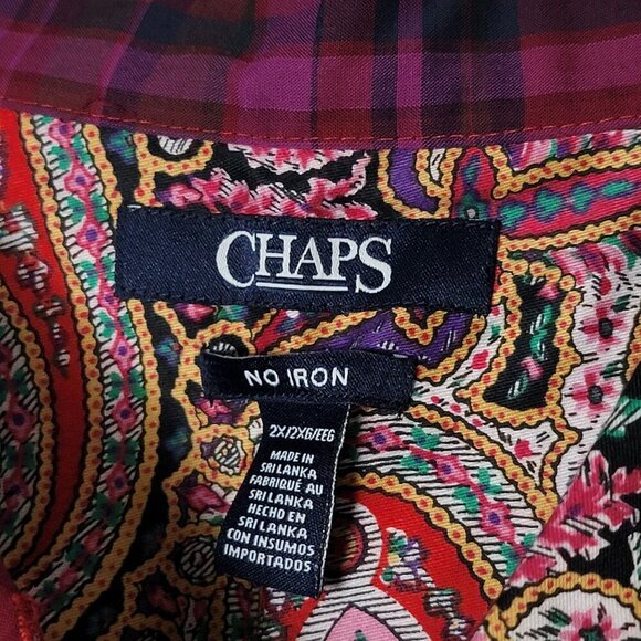 Chaps by Ralph Lauren Womens Multicolor Paisley 3/4 Sleeves Button Up Top 2X - Picture 7 of 8